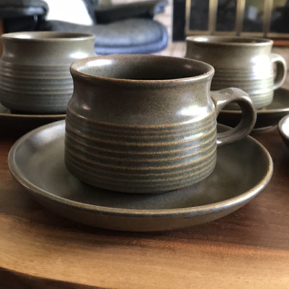 8 LANGLEY England Coffee Cups & Saucers